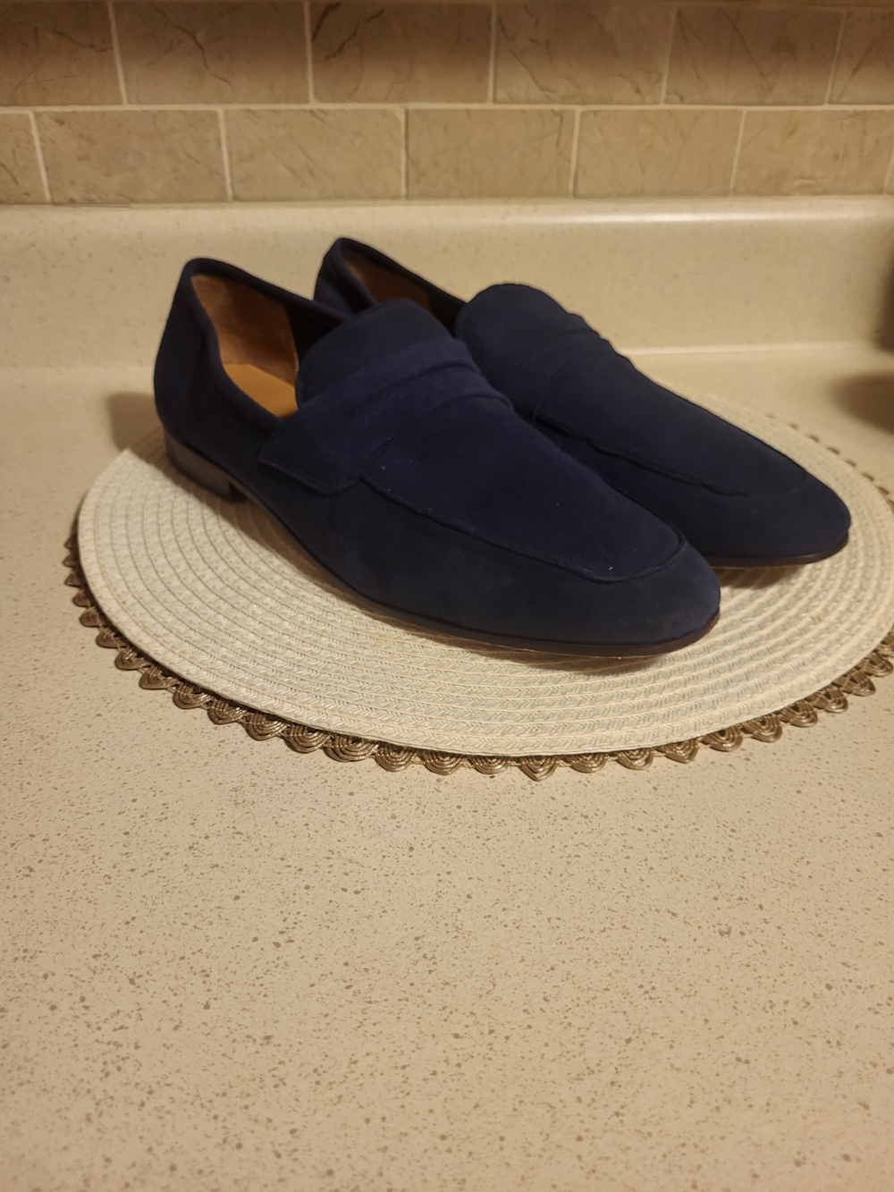 Aldo Men's Blue Suede Slip-on  Penny Loafer Flats Almond Toe Sz. 9.5